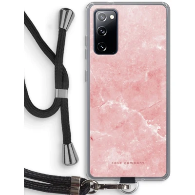Afbeelding van Case Company® hoesje met Koord geschikt voor Samsung Galaxy S20 FE / 5G Roze marmer Telefoonhoesje Zwart Bescherming aan alle Kanten en Over de Schermrand