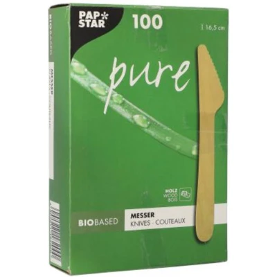 Afbeelding van 100 x Messen, hout &quot;pure&quot; 16,5 cm