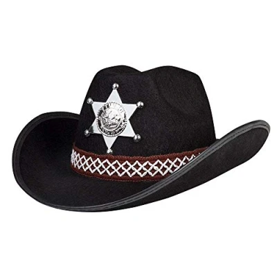 Afbeelding van Boland Kinderhoed Sheriff Zwart 55 Kinderen Jongens en meisjes Cowboy Indiaan