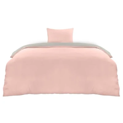 Afbeelding van Utopia Bedding Dekbedovertrek Set Zachte Microvezel 135x200cm met Kussensloop 80x80cm Beddengoed Roze En Grijs