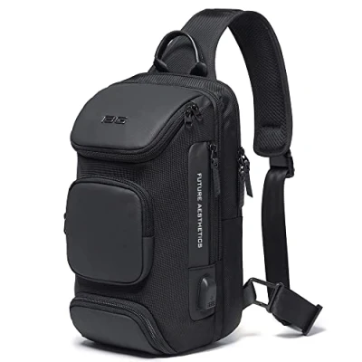 Afbeelding van BANGE sling Bag, waterdichte schoudertas voor heren, crossbody rugzak mannen.., 7086 Zwart