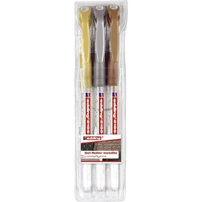 Afbeelding van edding 2185 Gel rollerball goud, zilver, koper (metallic) 3 0,7 mm gelpen om te schrijven, tekenen, voor mandala&#039;s, bullet journals gelroller, rollerbalpen