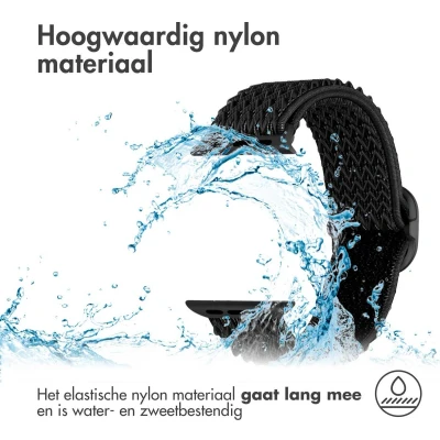 Afbeelding van iMoshion Bandje Geschikt voor Apple Watch Series 1 / 2 3 4 5 6 7 8 9 SE 38 40 41 mm Nylon band Zwart