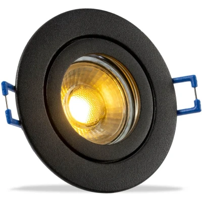 Afbeelding van IP44 LED Inbouwspot Sadie badkamer of buiten Ronde spot Zwart Extra Warm Wit 2700K 4 Watt Philips