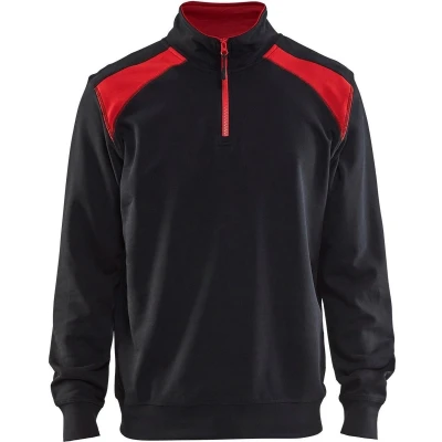 Afbeelding van Blaklader Sweatshirt bi colour met halve rits 3353 1158 Zwart/Rood XS