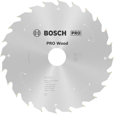 Image de BOSCH 2608837708 lame de scie circulaire Standard pour bois scies sans fil 190 x 30 1.6/1.1 mm, 24T