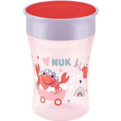 Afbeelding van NUK Magic Cup drinkbeker8+ maanden230 mllekvrije 360 drinkrandBPA vrijRoze,Krab (rood)
