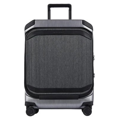Afbeelding van Piquadro PQ Light Premium Slim Cabin Spinner 55 Front Pocket grey black Harde Koffer
