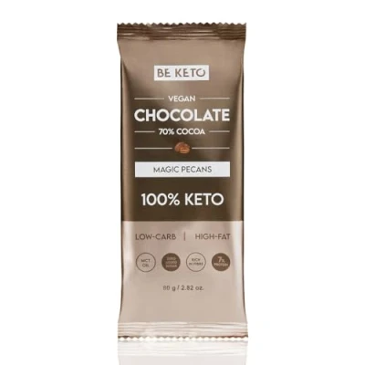 Afbeelding van Be keto Chocolate + MCT Oil Zwarte chocoladereep met pecannoten 90 g koolhydraatarm suikervrij dieet