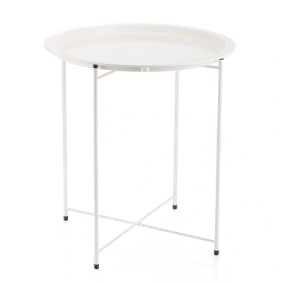 Afbeelding van Bijzettafel Vinthera Moa Staal 47 x 50 cm Wit Metaal