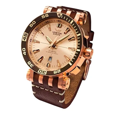 Afbeelding van Vostok Europe NH35A 575B281 horloge heren bruin edelstaal PVD rosé