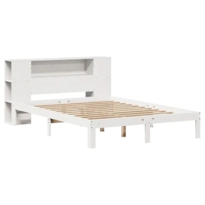 Afbeelding van vidaXL Bed met boekenkast zonder matras grenenhout wit 120x200 cm
