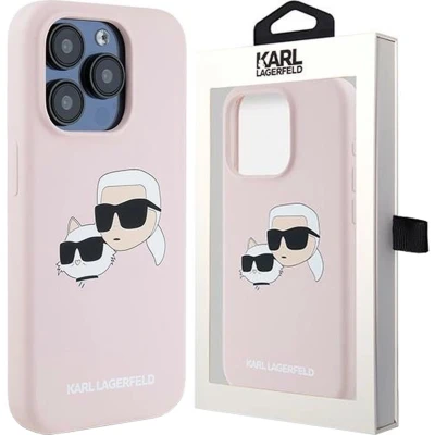 Afbeelding van Karl Lagerfeld Siliconen Karl&amp;Choupette MagSafe hoesje voor iPhone 15 Pro Max roze