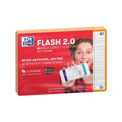 Afbeelding van Oxford Flash 2.0 Flashcards Geruit 5mm A6 Oranje rand 80 stuks
