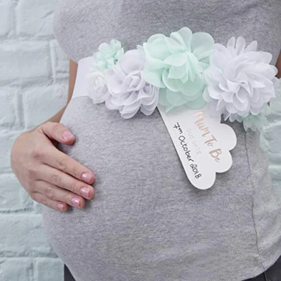 Afbeelding van Ginger Ray Babyshower sjaal &quot;Mum to Be&quot; Hello World, mint en roodgoud