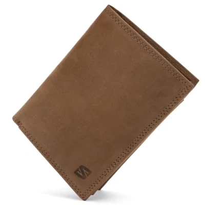 Afbeelding van SERASAR Leren Portemonnee [Manager] Bruin met RFID Bescherming