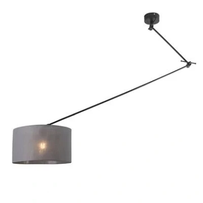 Afbeelding van QAZQA Hanglamp zwart met kap 35 cm donkergrijs verstelbaar Blitz