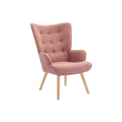 Afbeelding van Vente unique Fauteuil van roze stof VATELY L 69 cm x H 95.5 D 78