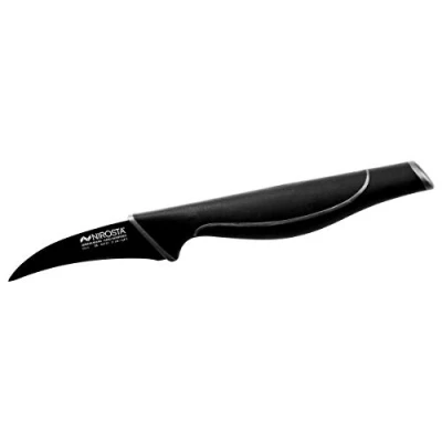 Afbeelding van Nirosta 43731 Wave keukenmes van roestvrij staal met handgeslepen soft touch handvat, fijn lemmet antiaanbaklaag, zwart, lemmetlengte: ca. 7 cm