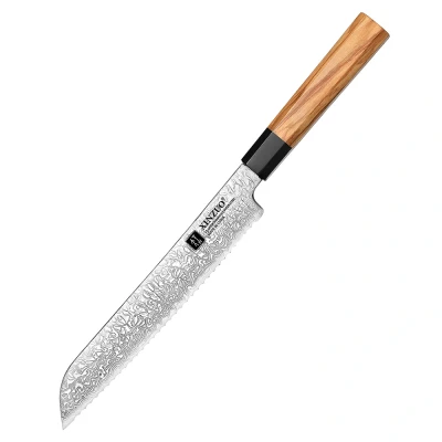 Afbeelding van Professioneel Broodmes Damascus staal (67 laags) Octogonaal handvat van Olijfhout Xinzuo PM8O Series
