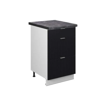 Afbeelding van Vicco Keukenonderkast Fame Line, Zwart gestreept/Wit, 50 cm , WB Antraciet
