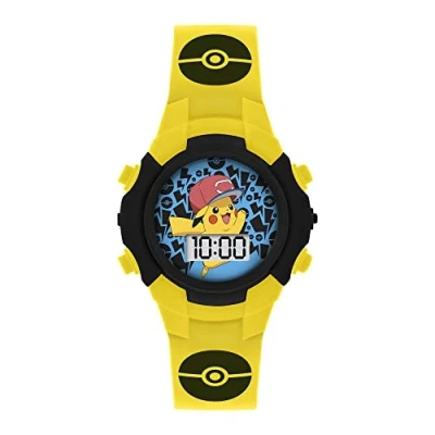 Afbeelding van Pokemon POK4128 Digitaal kwartshorloge voor jongens met siliconen band, Geel/Zwart, riem, Riem
