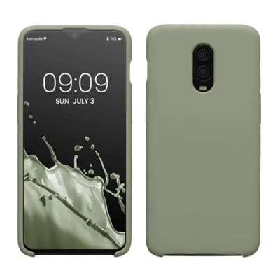 Afbeelding van kwmobile telefoonhoesje geschikt voor OnePlus 6T Hoesje met siliconen coating Smartphone case in grijsgroen