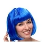 Afbeelding van 1 set pruik met blauwe pruik, bril, pruikennethoed, gepersonaliseerde kostuumaccessoires, geschikt voor feestjes en cosplay