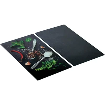 Afbeelding van WENKO Allstar Glazen afdekplaat Basilic Set van 2 2, voor keramische of inductiekookplaten, gehard glas, 30 x 0,8 52 cm, Veelkleurig