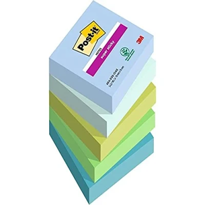 Afbeelding van Post it Super Sticky Notes Oasis, 90 Vel, Ft 76 X Mm, Geassorteerde Kleuren, Pak Van 5 Blokken Memoblok