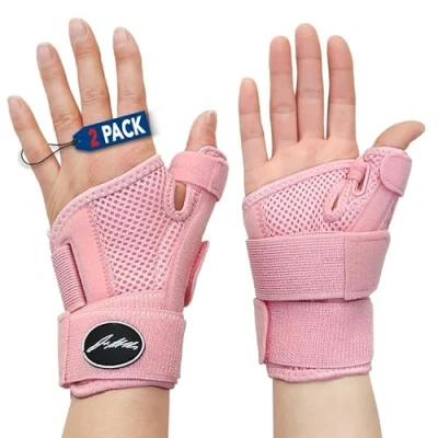 Afbeelding van Dr. Arthritis Duimbrace, ontworpen door artsen, orthopedische duim, rechter en linkerpols, voor tendinitis, duimbescherming mannen vrouwen (roze, paar)
