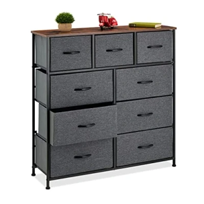 Afbeelding van Relaxdays ladekast 9 lades dressoir commode slaapkamer halfhoge bijzetkast hal