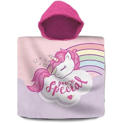 Afbeelding van Eenhoorn/Unicorn bad cape/poncho 60 x 120 cm katoen voor kinderen