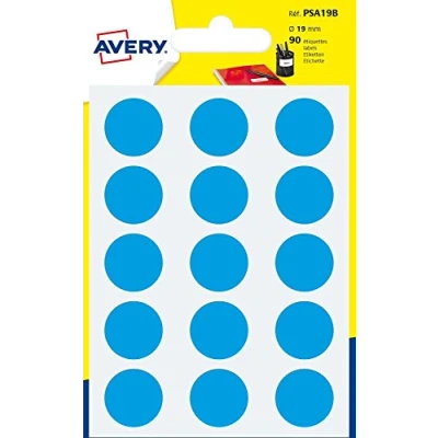Afbeelding van AVERY Zak met 90 blauwe zelfklevende ronde etiketten, diameter 19 mm
