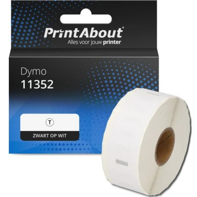 Afbeelding van Huismerk Dymo 11352 (S0722520) Etiket Zwart op wit (25 mm x 54 mm)