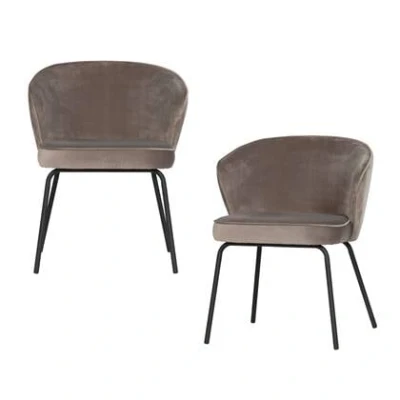 Afbeelding van BePureHome Admit Eetkamerstoel Fluweel Khaki Set van 2