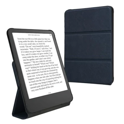 Afbeelding van kwmobile E readerhoesje voor Amazon Kindle Paperwhite (12. Gen 2024)/Kindle Colorsoft cover reader Hoes met standaard Van Kunstleer in donkerblauw