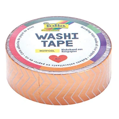 Afbeelding van folia Washi Tape 26103 Rijstpapier plakband, hotfoil, roségoud, 5 m x 15 mm