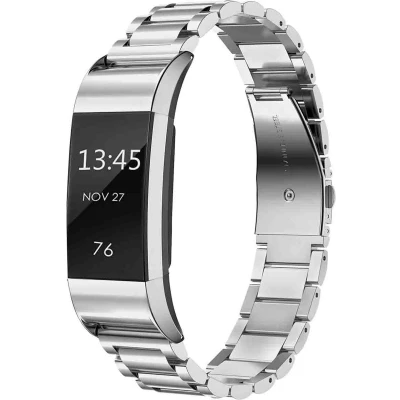 Afbeelding van imoshion Bandje met Horlogeband inkorter Geschikt voor Fitbit Charge 2 Stalen band zonder installatiehulp Zilver