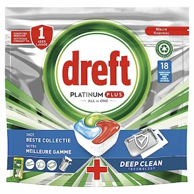 Afbeelding van Dreft Platinum Plus Vaatwastabs All in 1 Regular 18 stuks