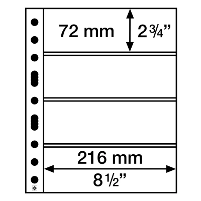 Afbeelding van Leuchtturm Leuchtturm, Grande, Bladen (4 rings) 4 vaks indeling (216x72 mm.) Transparant afm: 242x312 mm. per 50 st.