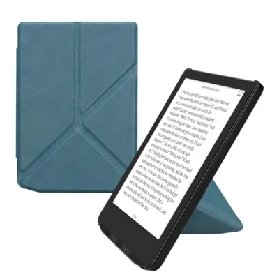 Afbeelding van kwmobile E reader hoesje geschikt voor Pocketbook Verse / Pro Color Vivlio Light HD hoes Ereader flip case met standaard cover van kunstleer In petrol