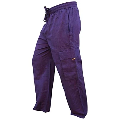Afbeelding van SHOPOHOLIC FASHION Effen cargobroek met elastische tailleband voor heren, Paars.
