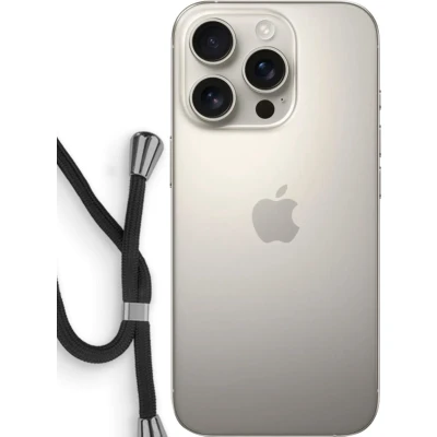 Afbeelding van Case Company® hoesje met Koord geschikt voor iPhone 16 Pro Geo #1 Telefoonhoesje Zwart Bescherming aan alle Kanten en Over de Schermrand