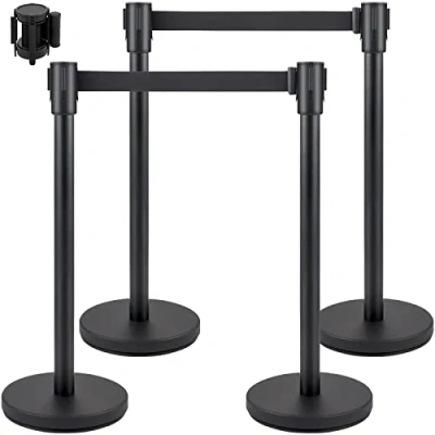 Image de VEVOR Poteau de guidage barrière balisage 4 pcs sangle 2 m noir pour théâtre