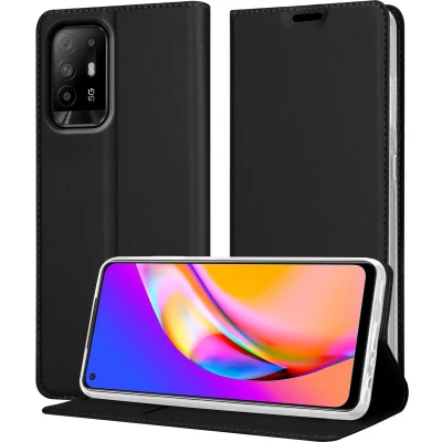 Afbeelding van Cadorabo Hoesje geschikt voor Oppo A94 5G in CLASSY ZWART Beschermhoes met magnetische sluiting, standfunctie en kaartvakje Book Case Cover Etui