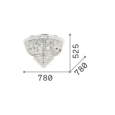 Afbeelding van Ideal Lux plafondlamp Dubai, chroomkleurig, kristal, Ø 78 cm