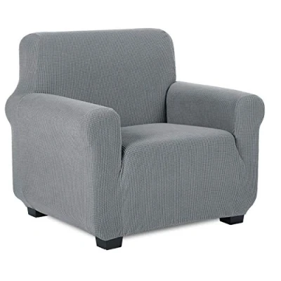 Afbeelding van TIANSHU Bankovertrek, 1 zits, delig, jacquard, elastische bankhoes, beschermende bankbekleding, lichtgrijs