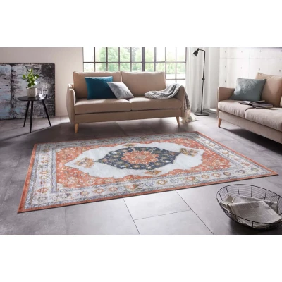 Afbeelding van Vintage Vloerkleed Sehura Oranje/crème 133x195 Cm