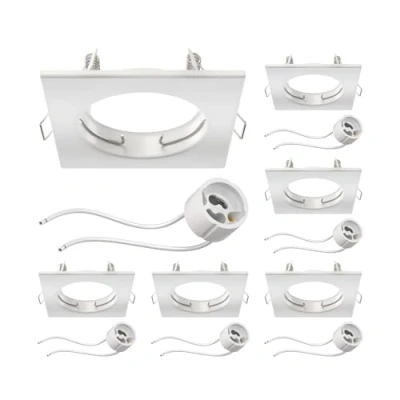 Afbeelding van ledscom.de RIR 6 stuks inbouwspots met behuizing voor in het plafond, mat wit, vierkant (led/halogeen/GU10/MR16/PAR16/50mm) incl. GU10 fitting